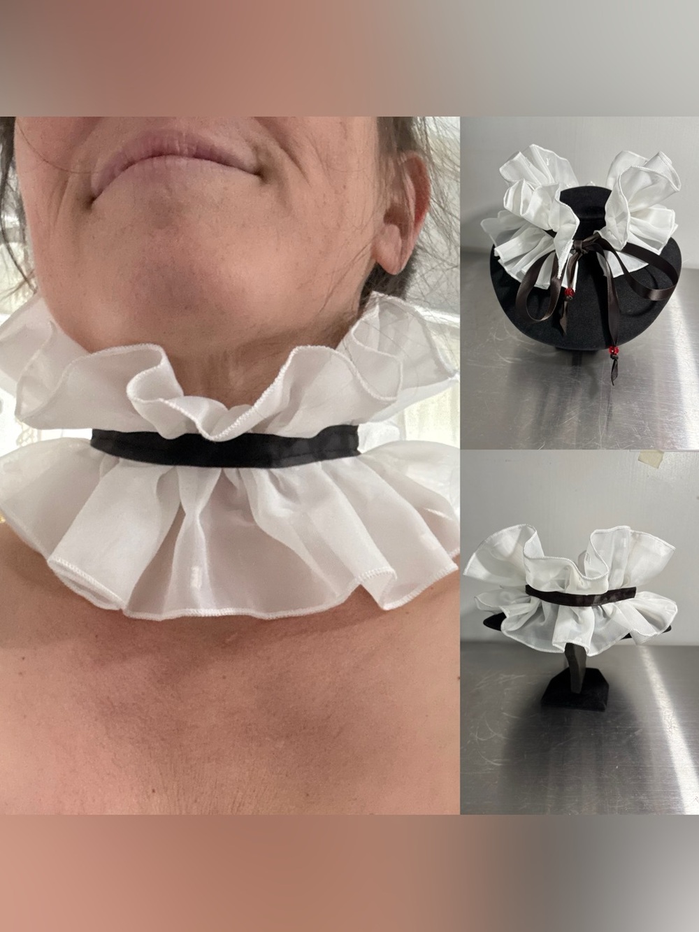 Ruffle collar romantic clown cosplay vampire 18th century hand made new
